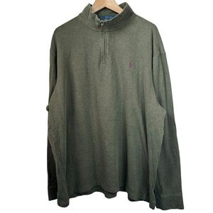 Polo Ralph Lauren Estate Rib 1/4 Zip Sweater Size XXL Green Mock Neck Cotton